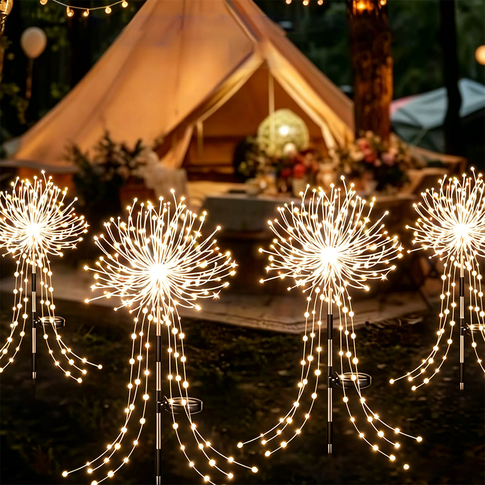 4 Pack Solar Firework Lights String with 8 Modes - Warm White