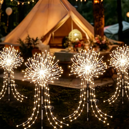 4 Pack Solar Firework Lights String with 8 Modes - Warm White