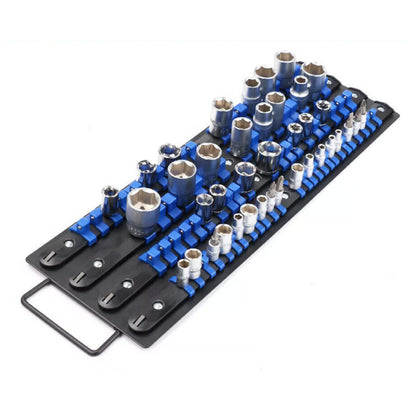 80Pcs Set Socket Organizer Tray Portable Multi-Size Socket Holder Blue