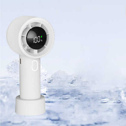 Portable Handheld Turbo Fan with Digital Display Rechargeable Pocket Hand Fan for Travel Outdoor White