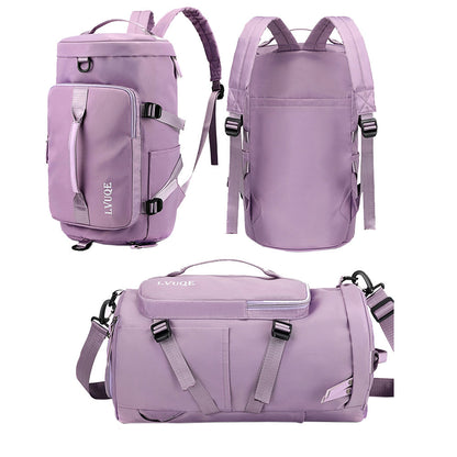 Large Capacity Travel Duffle Bag Sport Gym Backpack -Purple