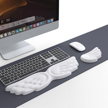 Angel Wing Wrist Rest for Keyboard and Mouse Memory Foam Gaming Wrist Rest-White