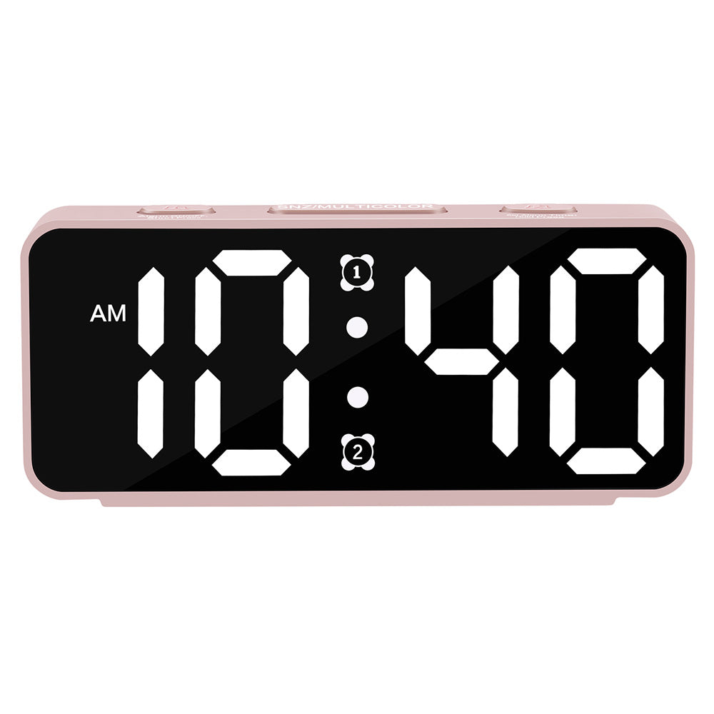 Small Digital Alarm Clock with 6 Dimmers and 5 Alarm Volumes for Bedrooms-Pink