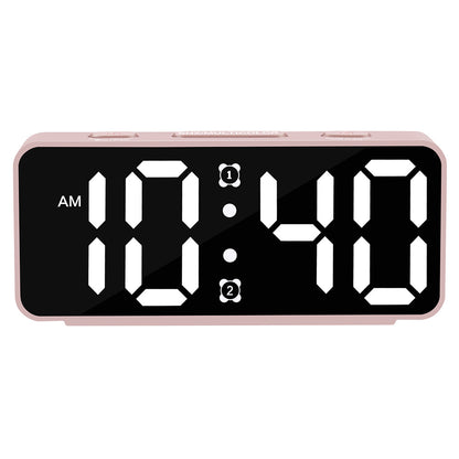 Small Digital Alarm Clock with 6 Dimmers and 5 Alarm Volumes for Bedrooms-Pink