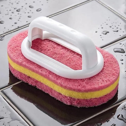 5 Piece Multi Layer Sponge Cleaning Brush Set for Kitchen Bathroom - Red