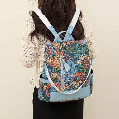 Printed Anti-theft School Backpack Multifunctional Large Capacity Travel Bag Mixcolor