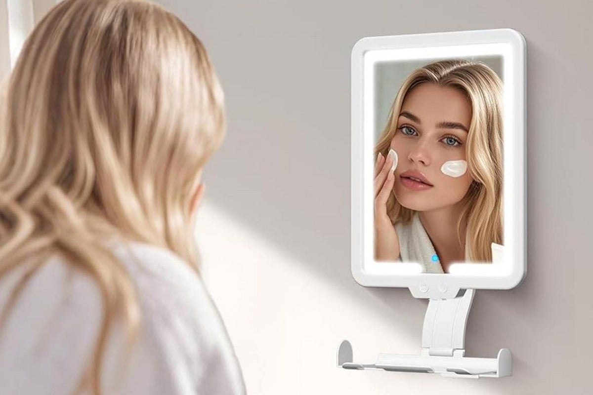 Lighted Shower Mirror Fogless for Shaving 3 Color Modes Dimming Shower Mirror-White