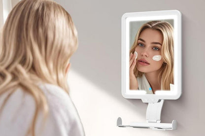 Lighted Shower Mirror Fogless for Shaving 3 Color Modes Dimming Shower Mirror-White