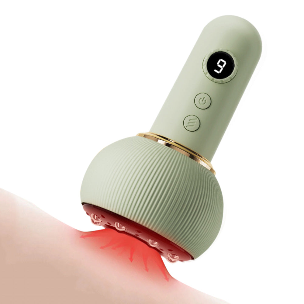 Electric Gua Sha Massager 9-Level Heat Cupping Massage Tool for Legs Arms Belly Body Green