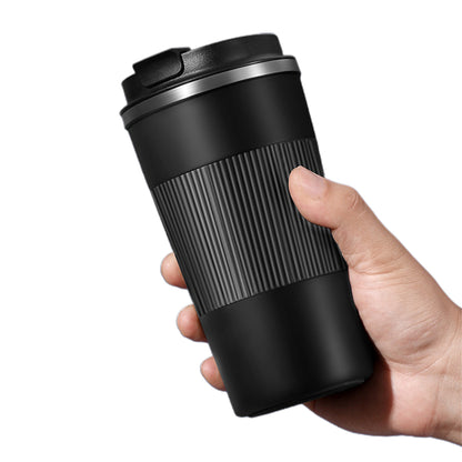 Stainless Steel Vacuum Insulated Coffee Mug Thermal Cup With Splash Proof Sliding Lid-Black