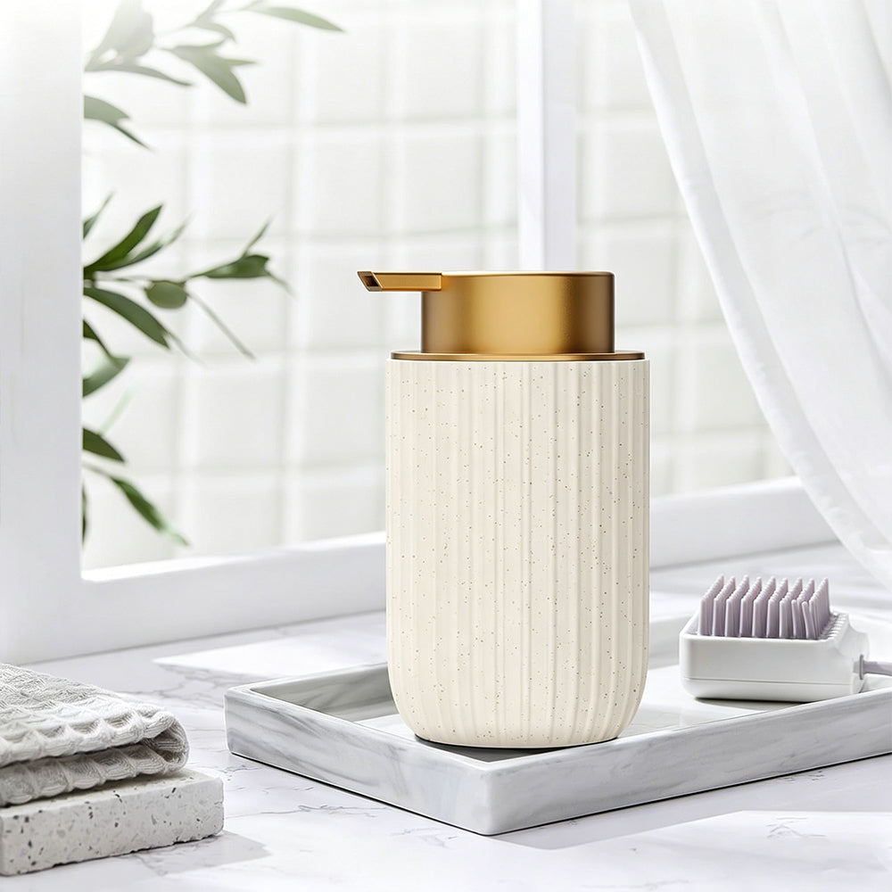 300ml Ceramic Foaming Soap Dispenser for Bathroom Kitchen-Beige