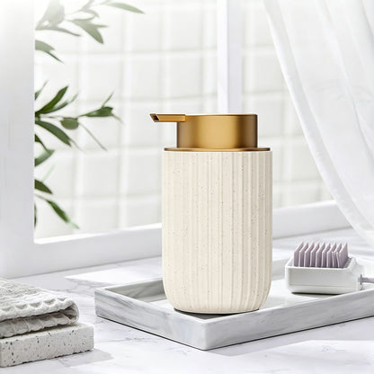 300ml Ceramic Foaming Soap Dispenser for Bathroom Kitchen-Beige