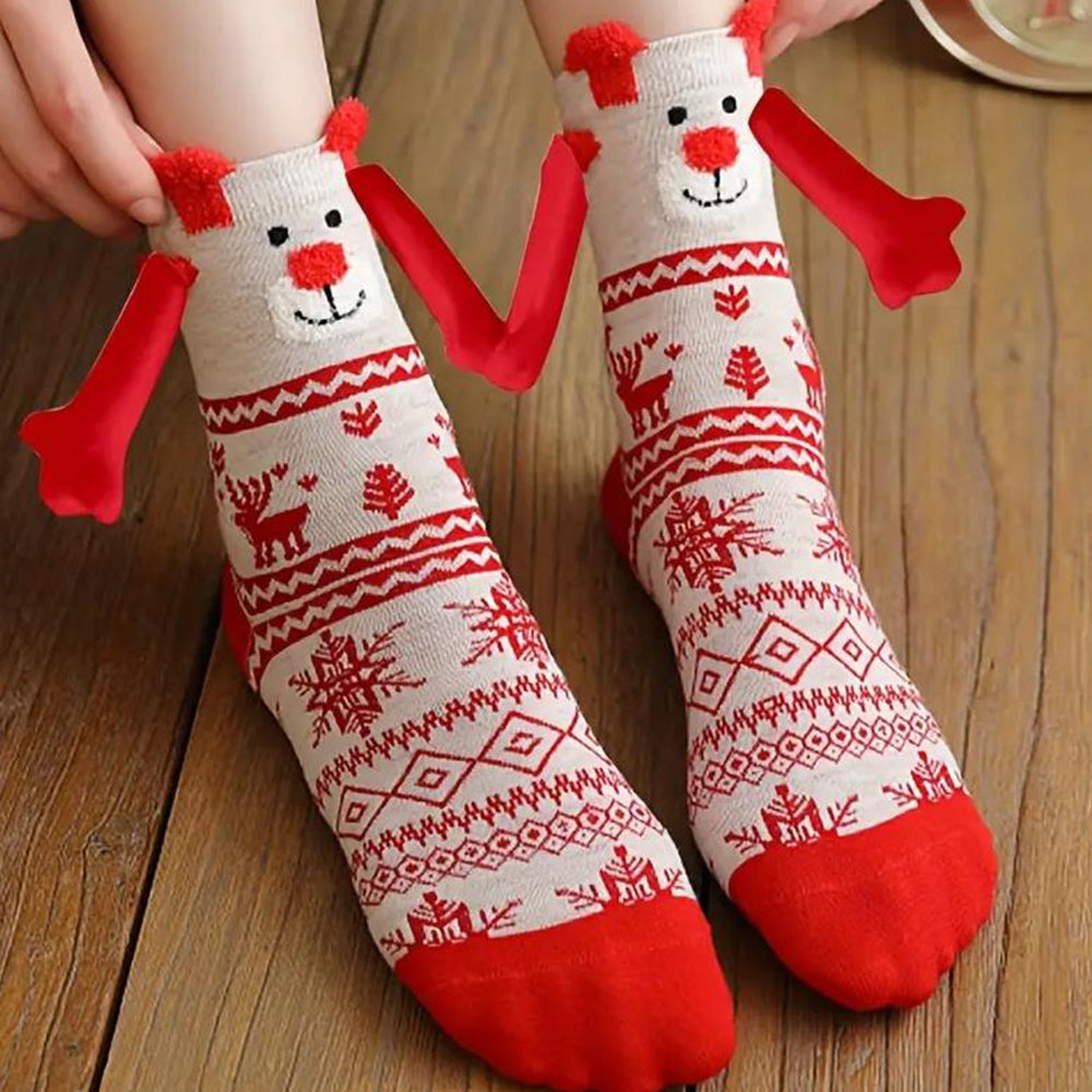 3 Pairs of Christmas Hands Holding Socks with Magnetic Hands for Couples Bestie Style 2
