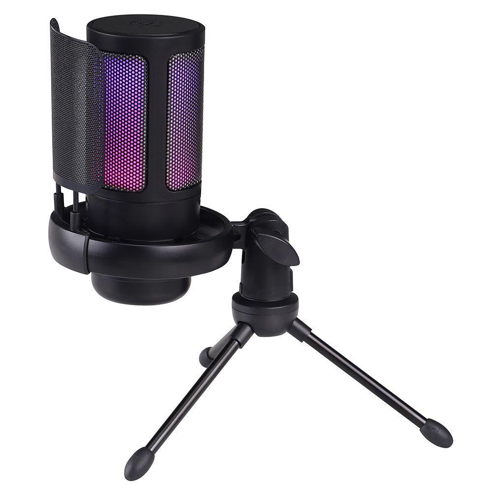 USB Powered RGB Gaming Microphone Condenser Mic with Quick Mute and Tripod Stand for PC PS5
