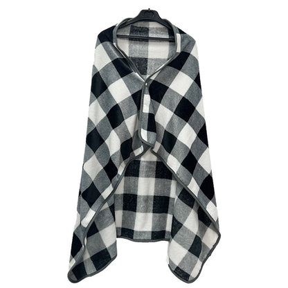 3-in-1 Travel Plane Shawl Blanket Multi-Functional Pillow Cloak Black and White