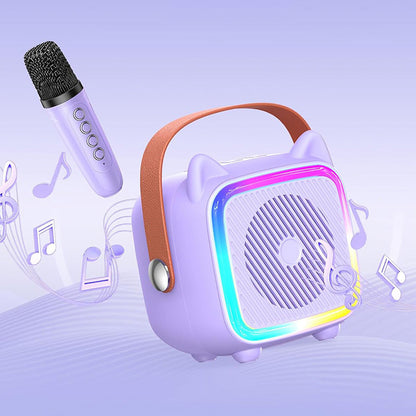 Mini Karaoke Machine with Single Microphone Portable Bluetooth Speaker Purple