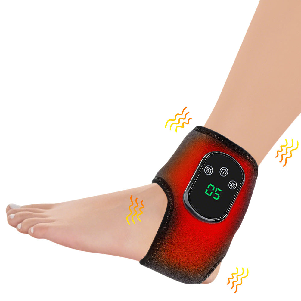 Electric Ankle Massager with Vibration Infrared Heat 5 Settings Rechargeable-black
