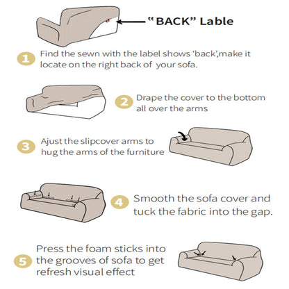 Elastic Stretch Sofa Cover Soft Four-Seater Sofa Cover Non-Slip Sofa Protective Cover -Wine Red