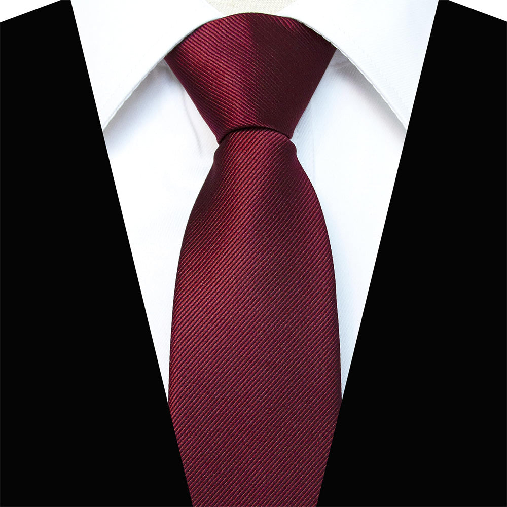 Pre-tied Zipper Tie Ready to Wear Solid Colour Business Necktie Red