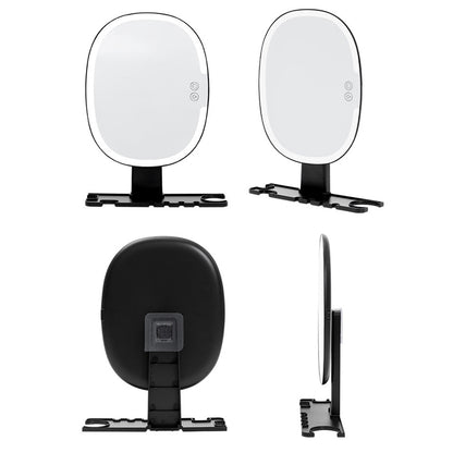 Bathroom Anti Fog Mirror with Lights Built In Shelf No Drilling Installation for Shower Room-Round