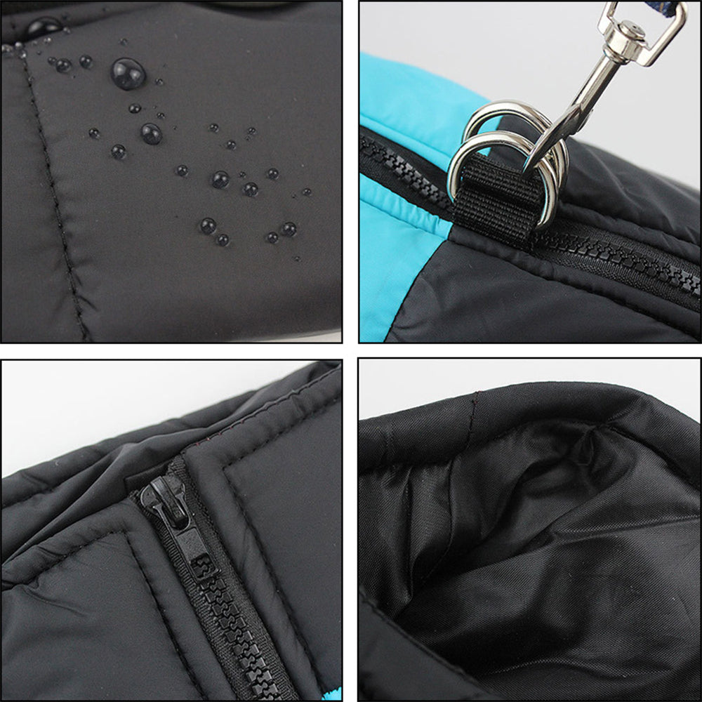 Windproof Waterproof Dog Winter Coat Jacket Warm Dog Vest Cold Weather Apparel-Blue