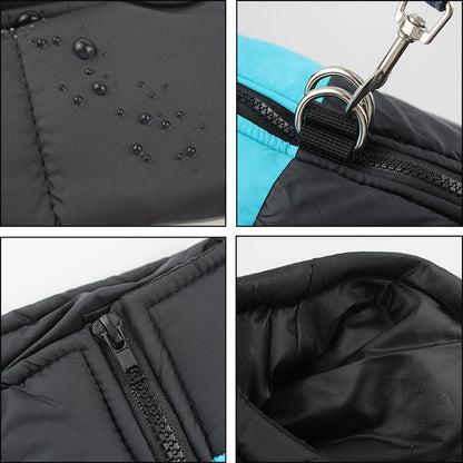 Windproof Waterproof Dog Winter Coat Jacket Warm Dog Vest Cold Weather Apparel-Blue