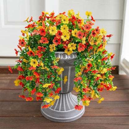 2Pcs Artificial Flowers Outdoor Hanging Faux Floral Decor for Planter Basket Window Box-Orange
