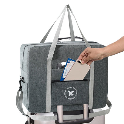 Foldable Travel Bag Large Capacity Sports Shoulder Bag Trip Boarding Bag Grey