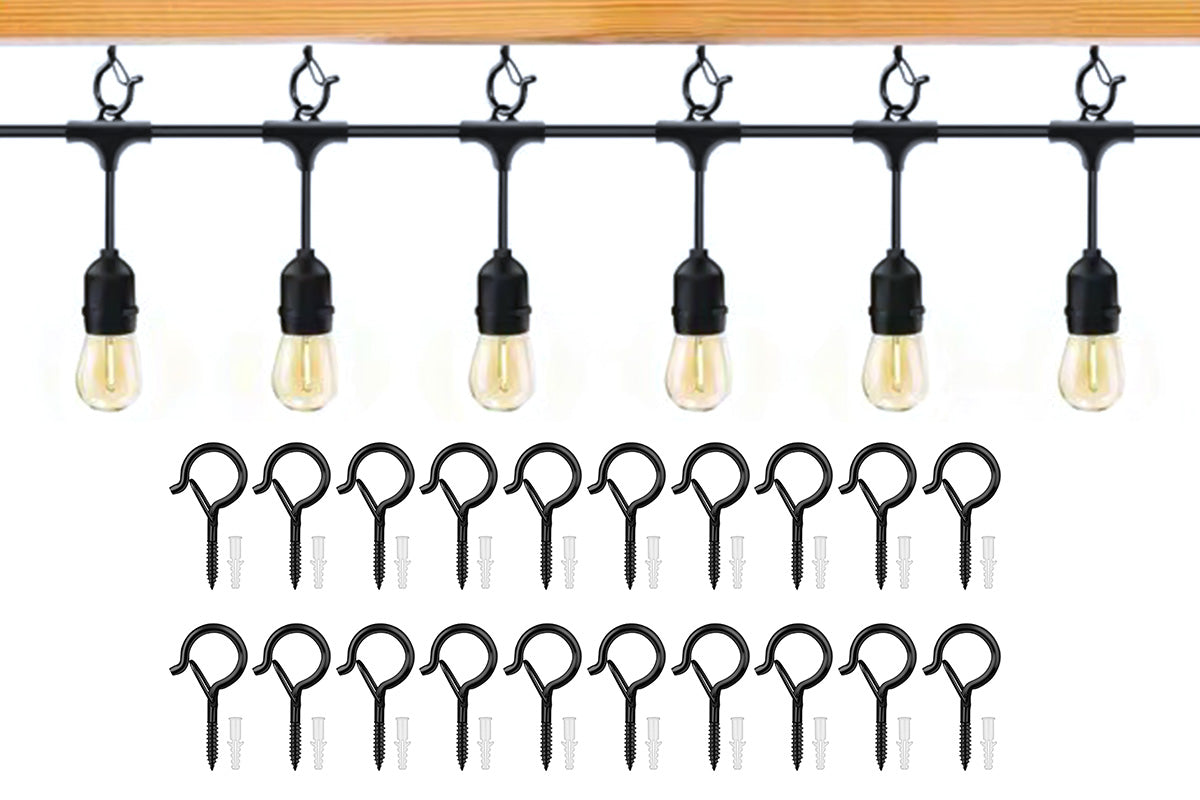 20PCS Q Hanger Hooks with security Buckle Windproof Screw Hooks for Lights Plants