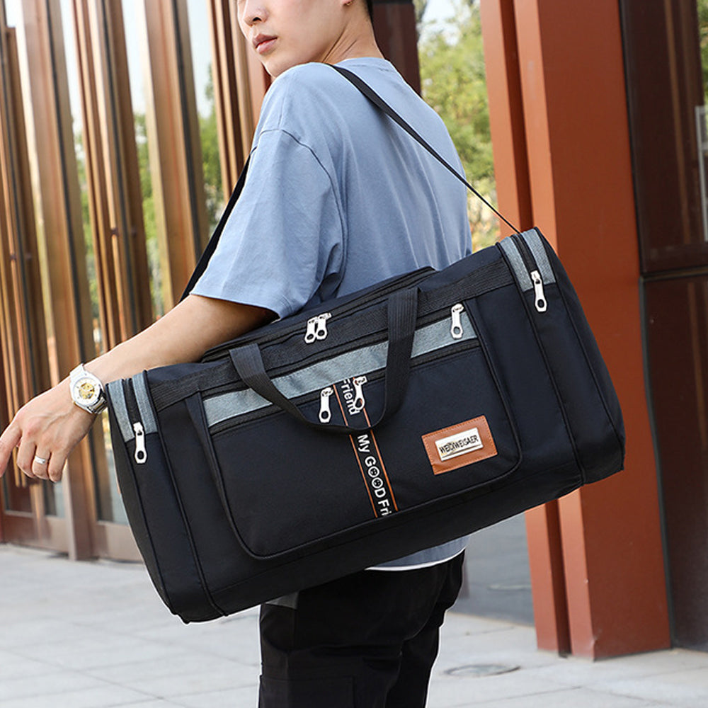 Mens Sports Travel Duffel Bag Large Capacity Gym Bags Luggage Bag Black