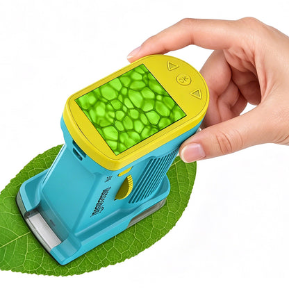 Portable Microscope with 1000X Magnification HD Screen Educational Toy-Blue