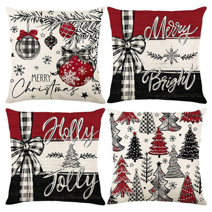 Set of 4 Christmas Pillow Covers Decorative Throw Covers for Sofa Home Decor Style 3