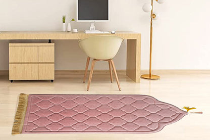 Thin Woven Cotton Praying Rug Ramadan Eid Gift-Pink