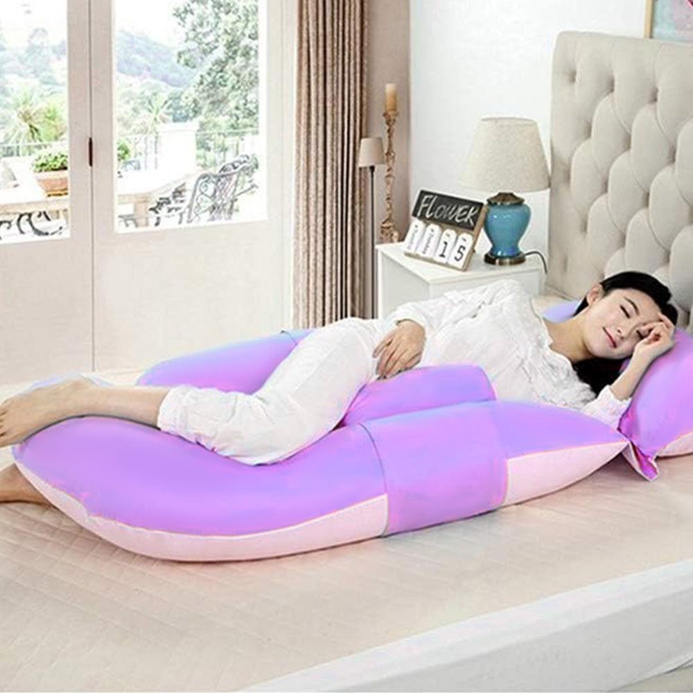 G-shape Pregnancy Pillows for Sleeping Full Body Maternity Support Pillow for Back Legs Belly HIPS Purple and Pink