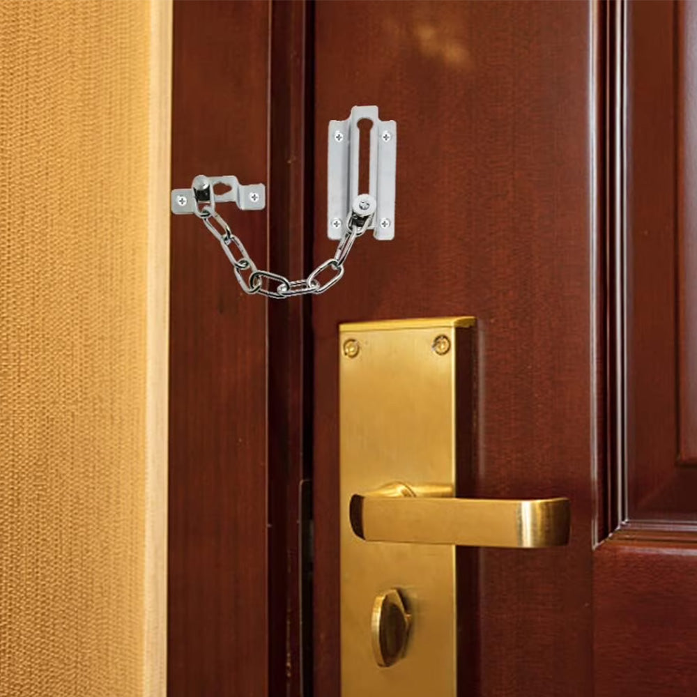 2 Pack Door Security Chain Lock Strong Door Chain Lock with 12 Screws for Wood Door-Silver