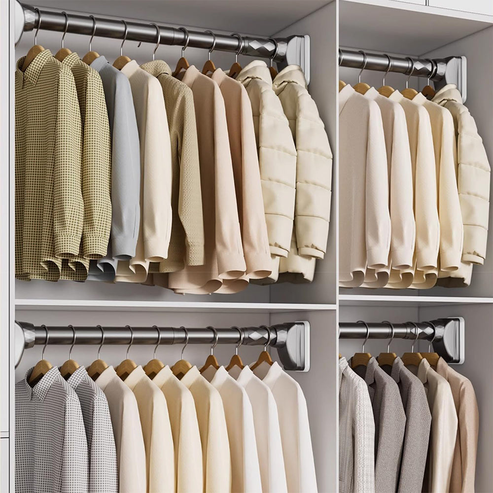 No Drilling Closet Rod 70-120cm Telescopic Clothes Rod for Closet Wardrobes