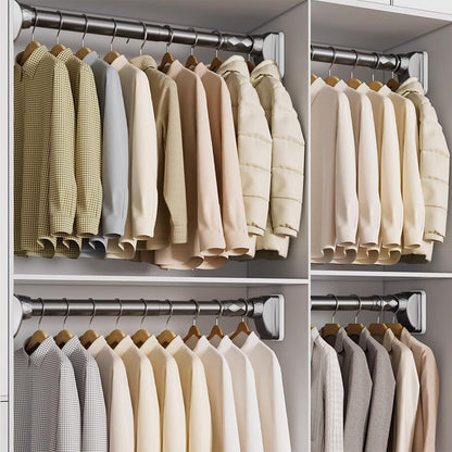 No Drilling Closet Rod 70-120cm Telescopic Clothes Rod for Closet Wardrobes