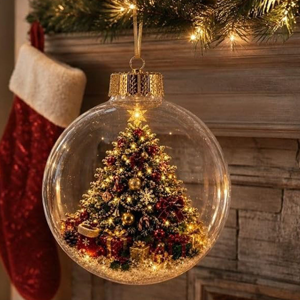 2 Pack 8cm Clear Plastic Fillable Christmas Ball Ornaments - Christmas Tree