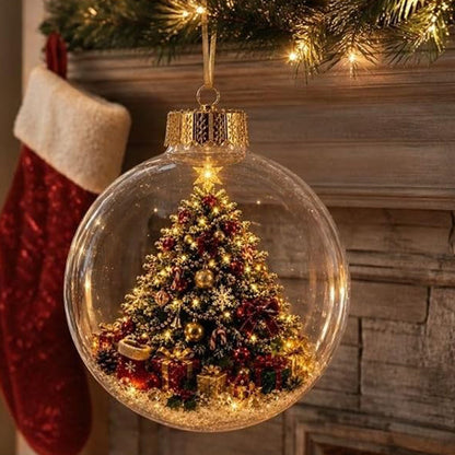 2 Pack 8cm Clear Plastic Fillable Christmas Ball Ornaments - Christmas Tree