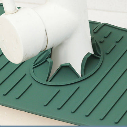 Kitchen Faucet Mat for Sink Silicone Splash Guard with Fast Drying Properties for Stone Sinks Green