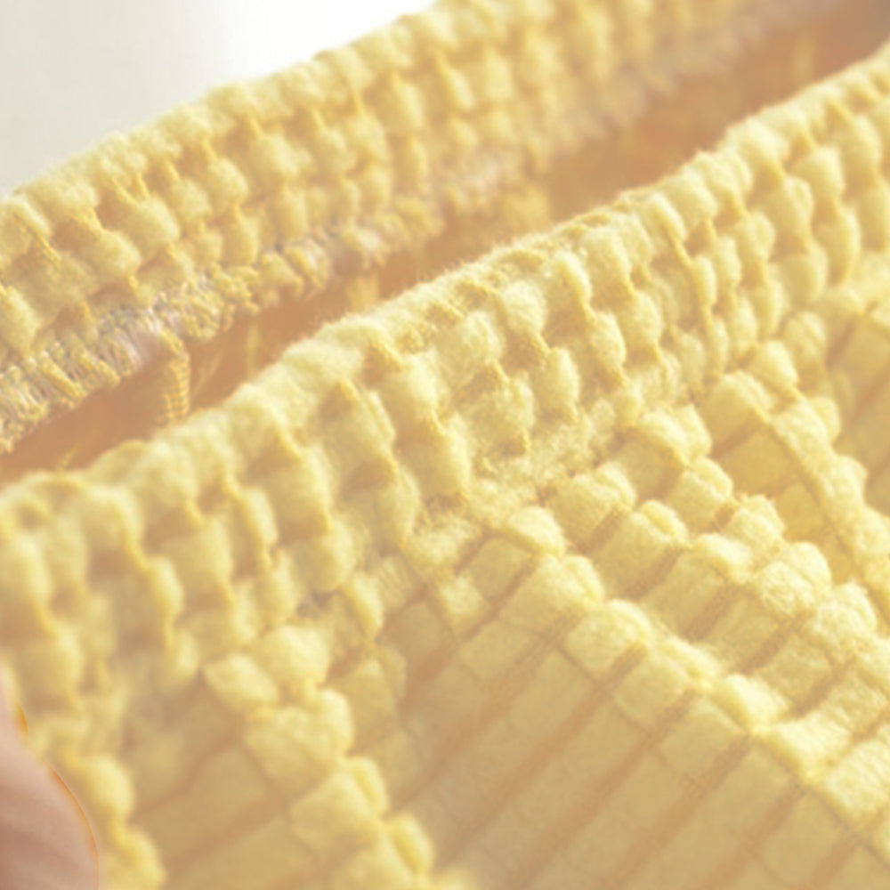 2Pcs Stretch Textured Check Dining Chair Covers Removable Chair Seat Protector Slipcovers -Yellow