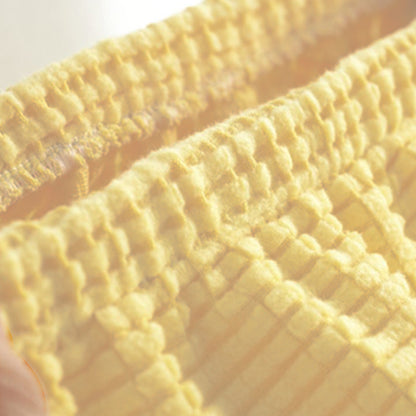 2Pcs Stretch Textured Check Dining Chair Covers Removable Chair Seat Protector Slipcovers -Yellow