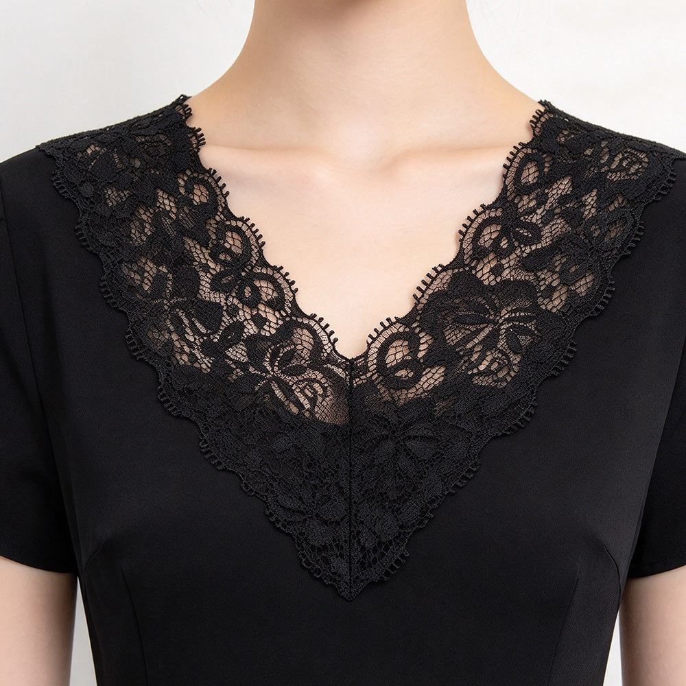 10 Yards Elastic Floral Lace Trim Stretch Ribbon for Sewing and DIY Crafts - Black