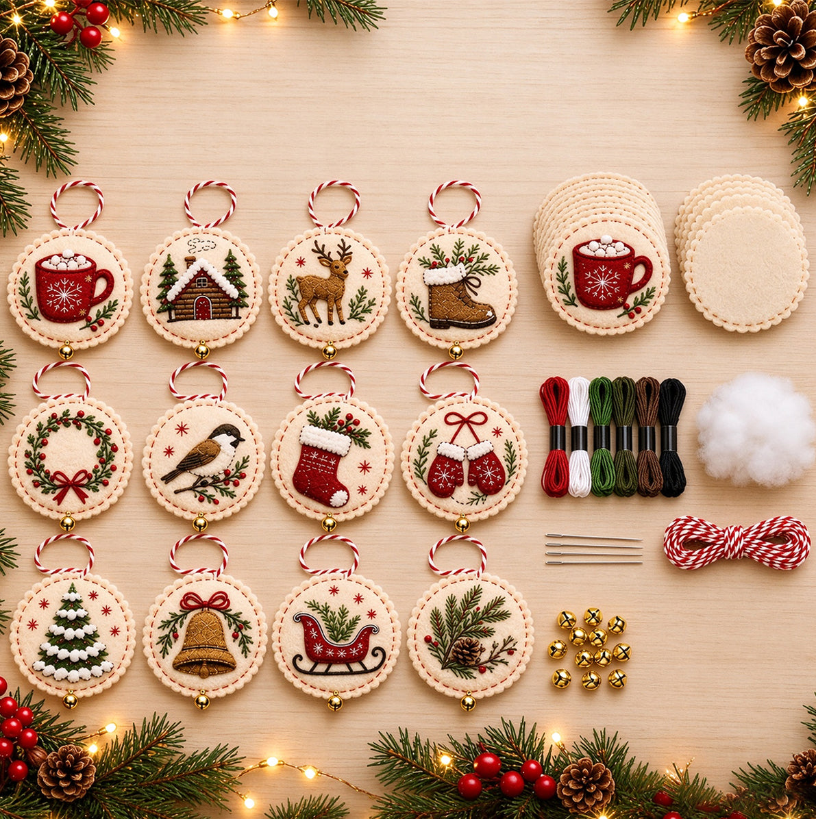 Christmas DIY Embroidery Felt Hanging Ornament Craft Kit For Adult  - Cup