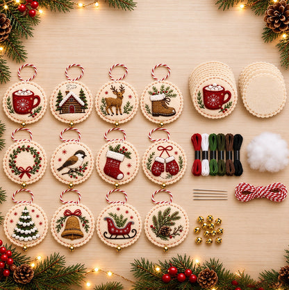 Christmas DIY Embroidery Felt Hanging Ornament Craft Kit For Adult  - Cup