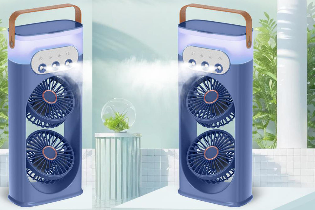 Tower Cooling Fans Standing Desk Fan with 3 Speeds and Light for Bedroom-Blue