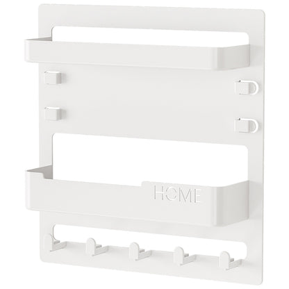 Bedside Shelf Accessories Organizer Wall Mount Self Stick On Cool Stuff for Bedroom Storage and Organization-White