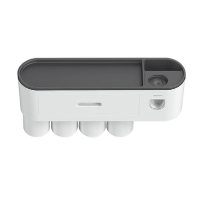 Wall Mounted Toothbrush Holder for Bathroom Automatic Toothpaste Dispenser Kit-Black