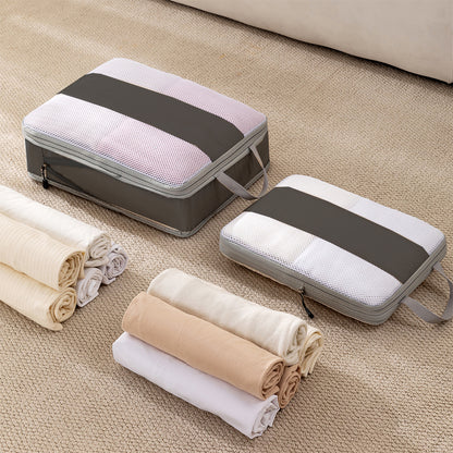 3Pcs Compression Packing Cubes for Travel Lightweight Storage Bags Set-Grey