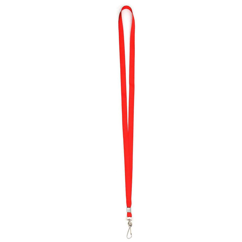 50 Flat ID Badge Lanyards with 360 Degree Swivel Hooks - Red